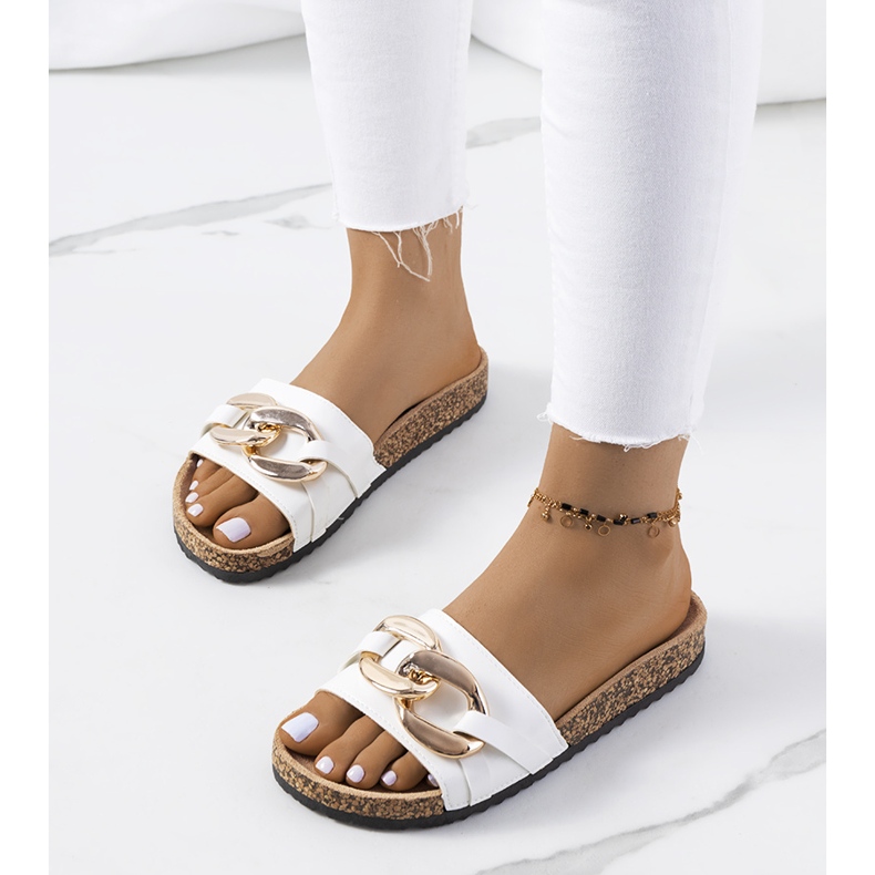 Bílé pantofle s řetízkem Derbi bílý 2