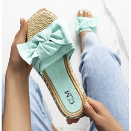 Zelené pantofle s mašlí Avi zelený 1