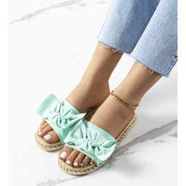 Zelené pantofle s mašlí Avi zelená 2 Zelené pantofle s mašlí Avi zelená 2