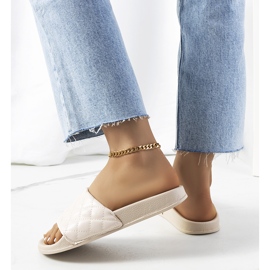 Béžové prošívané pantofle Kate béžový 2