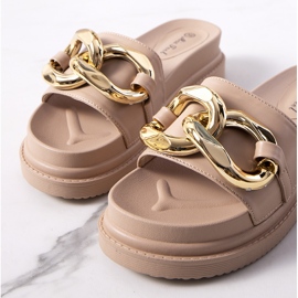 Béžové pantofle na platformě Berloz béžový 1