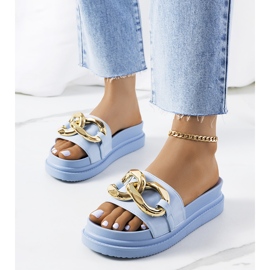 Modré pantofle na platformě Berloz modrý 1