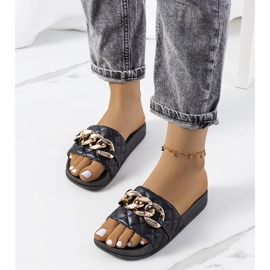 Černé prošívané pantofle Anandi černý 1