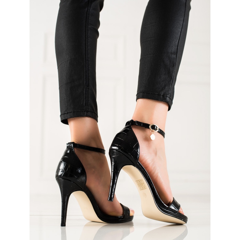 Goodin Elegantní černé sandály na vysokém podpatku černá 1