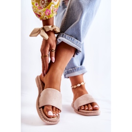 FJ1 Semišové dámské béžové pantofle Sunset béžový 1