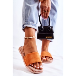 FJ1 Semišové dámské pantofle Orange Sunset oranžový 1