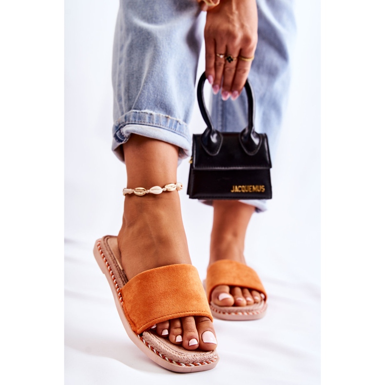 FJ1 Semišové dámské pantofle Orange Sunset oranžový 1