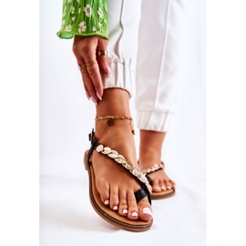 FJ1 Dámské sandály s ozdobami na opasku černá Alamis 1