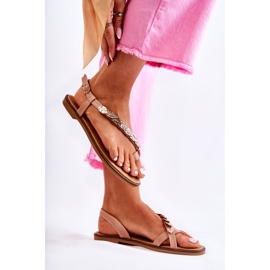 FJ1 Dámské sandály s ornamenty na opasku růžové Alamis růžový 4