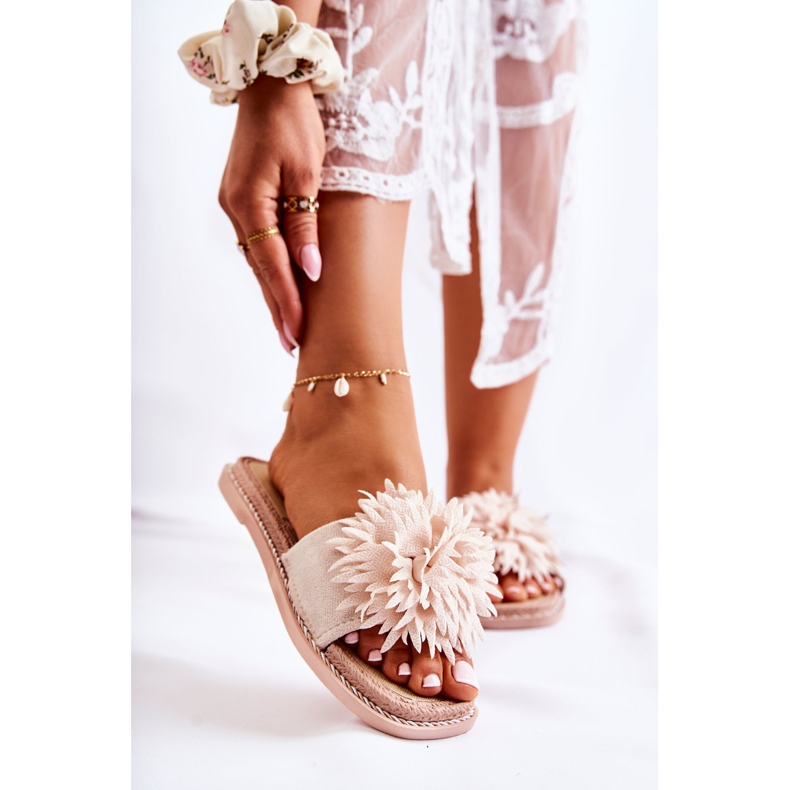 FJ1 Dámské semišové pantofle s béžovým zdobením Giorgia 2