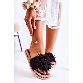 FJ1 Semišové dámské pantofle s černým zdobením Giorgia černá 2