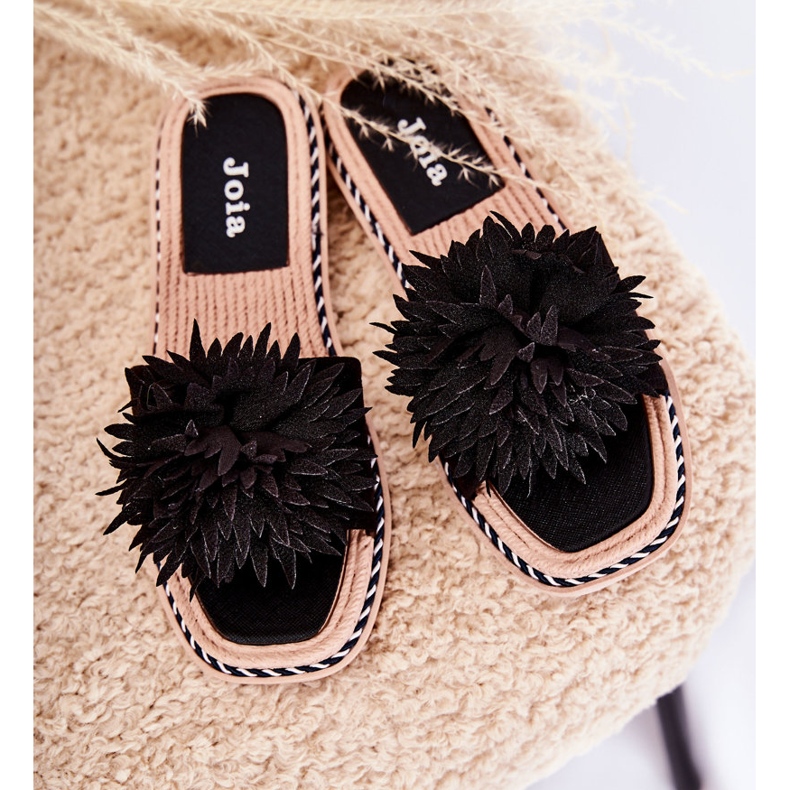 FJ1 Semišové dámské pantofle s černým zdobením Giorgia černá 1