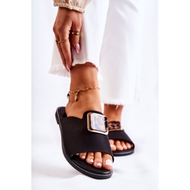 FJ1 Dámské pantofle s ozdobným prvkem Černá Leonia 2