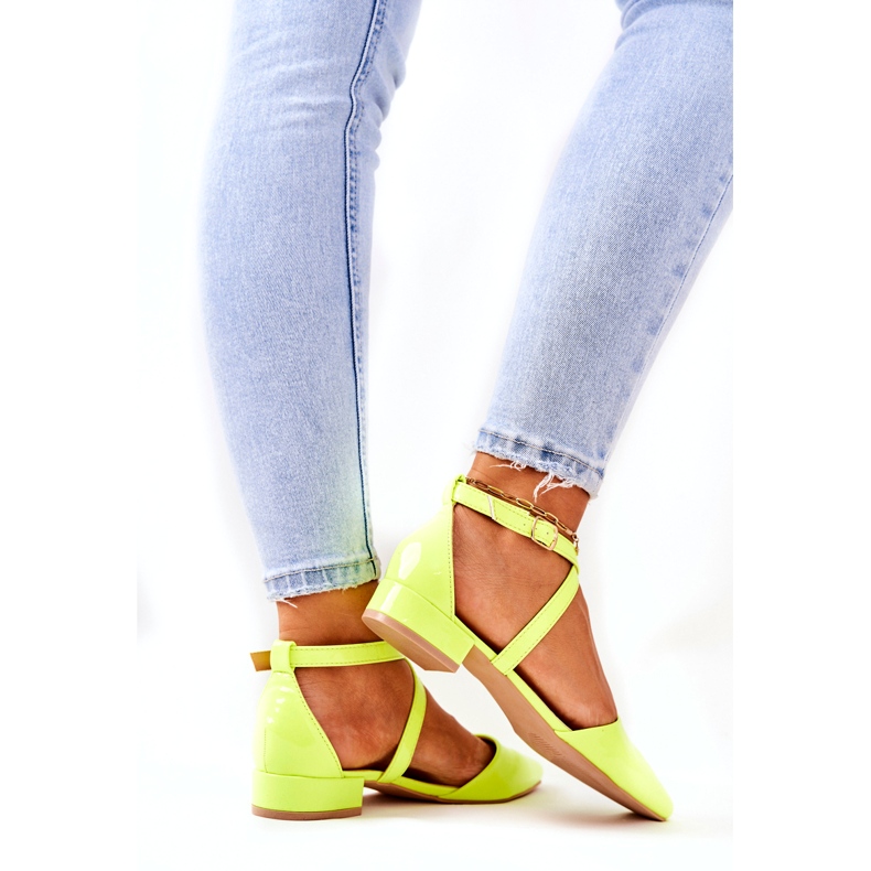 WS1 Patent Lodičky Na Nízkých Podpatcích Neonově žlutá Giovanna 4