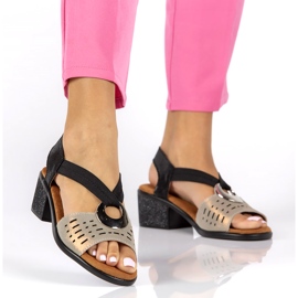 Kožené prolamované sandály Filippo DS2308/22 Bk Go, černo-zlaté zlatý 1