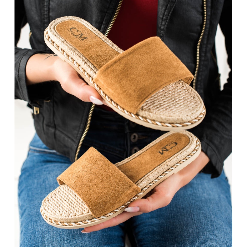 Cm Paris Ležérní béžové pantofle hnědý 1