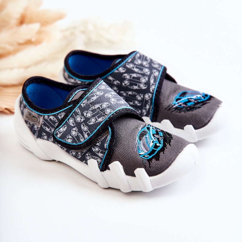 BEFADO S.A. Pantofle Befado Velcro Car 273X339 Šedo-modré modrý 2