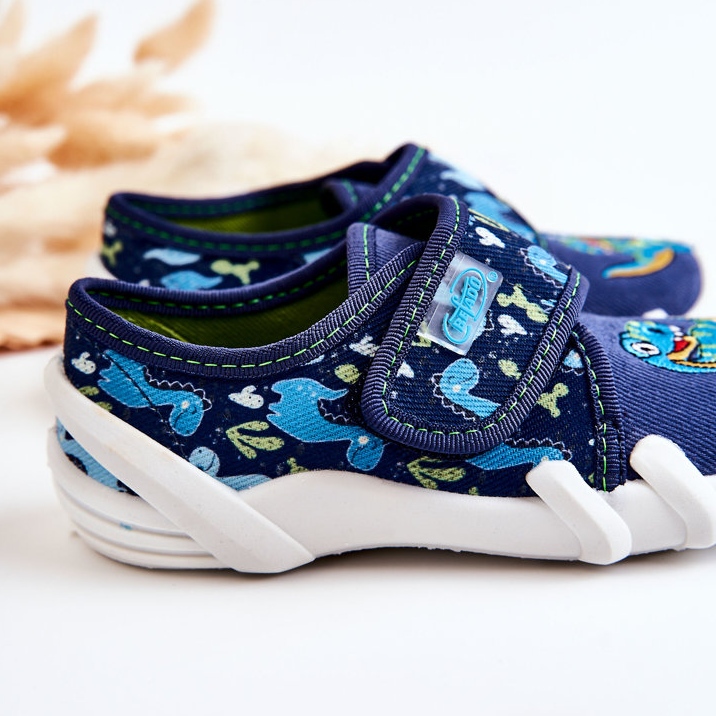 BEFADO S.A. Boty Pantofle Befado Velcro Dinosaur 273X341 Navy Blue námořnická modrá 2