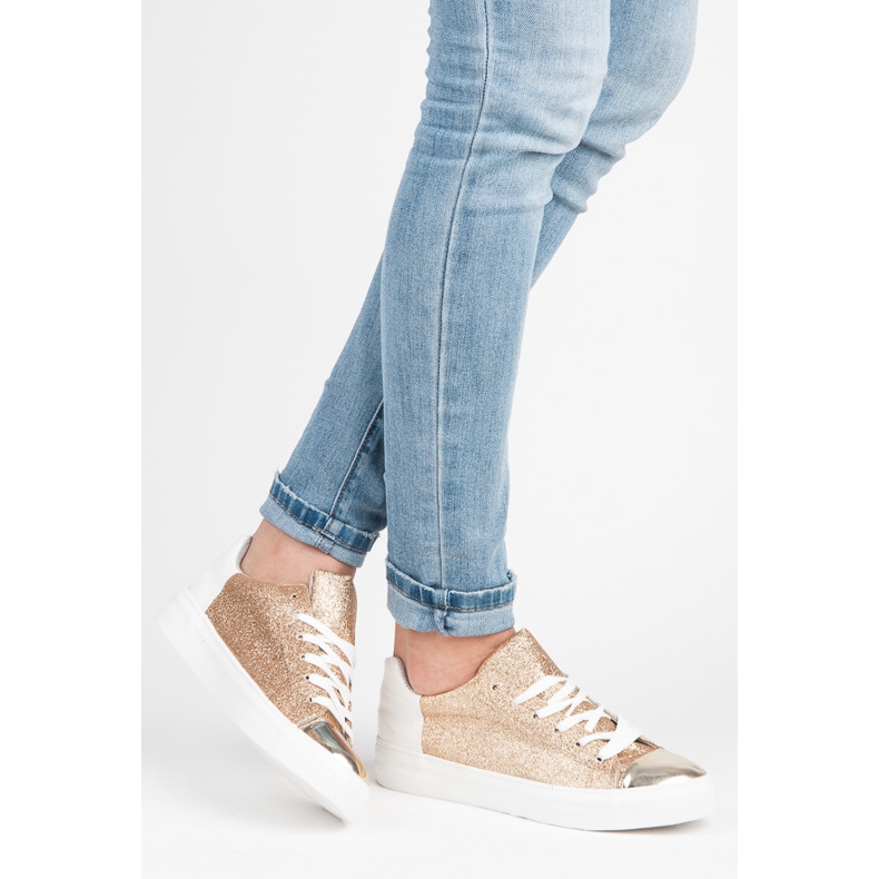 Kylie Vázané Tenisky S Třpytky žlutá 1 Kylie Vázané Tenisky S Třpytky žlutá 1