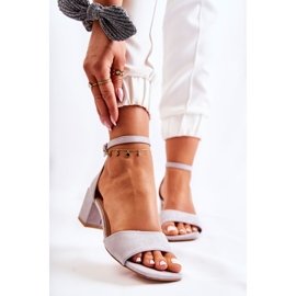 PS1 Dámské semišové sandály na vysokém podpatku šedá Luciana 1