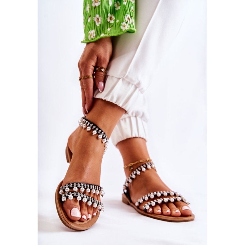 PS1 Pohodlné dámské sandály s ozdobami Black Nell černá 2 PS1 Pohodlné dámské sandály s ozdobami Black Nell černá 2