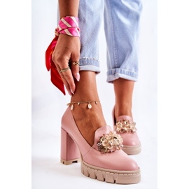 PA2 Elegantní lodičky s okrasnou hladkou růžovo-béžovou kateřinou béžový růžový 1