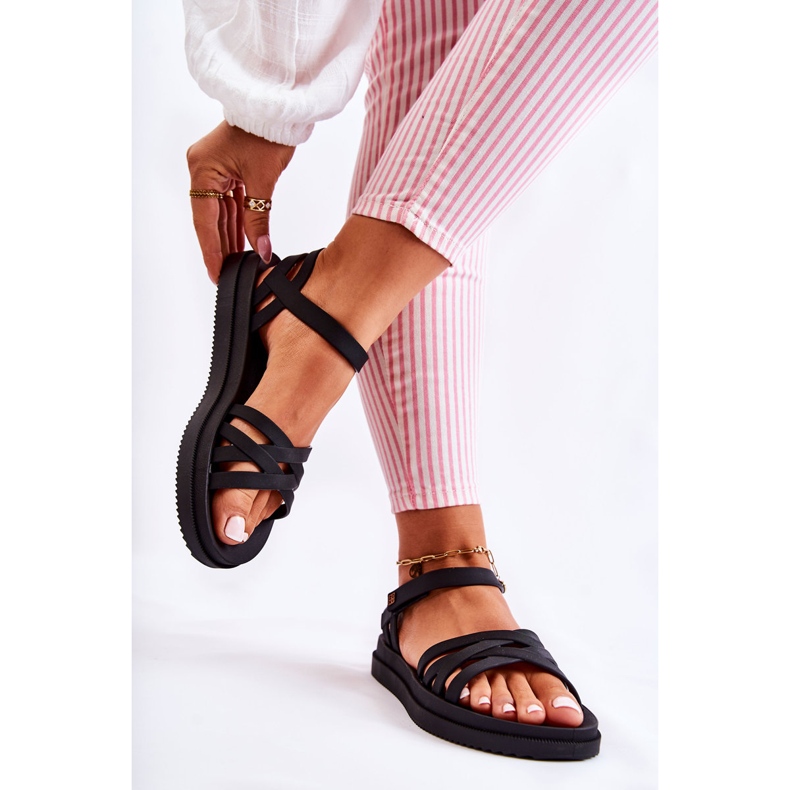 Voňavé dámské sandály na suchý zip ZAXY JJ285068 Black černá 2 Voňavé dámské sandály na suchý zip ZAXY JJ285068 Black černá 2