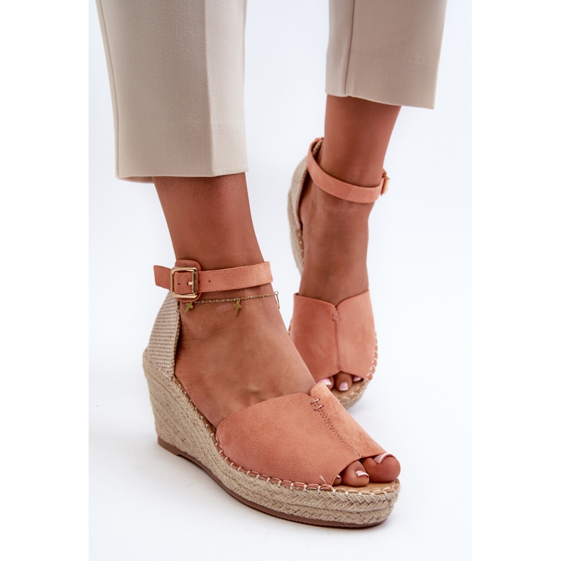 Pohodlné dámské sandály na klínku Světle růžové Dellia růžový 2