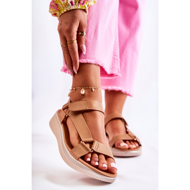 PE1 Dámské sandály se suchým zipem Camel Clarisse hnědý 1