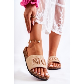 PE1 Klasické semišové korálkové pantofle Béžová Vayana béžový 1