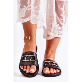 PE1 Dámské klasické pantofle s černým zdobením Sherri černá 2