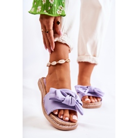 FK1 Dámské pantofle s látkovou mašlí Fialová Ginna fialový 1 FK1 Dámské pantofle s látkovou mašlí Fialová Ginna fialový 1