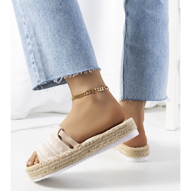 Béžové pantofle na platformě Ana béžový 1