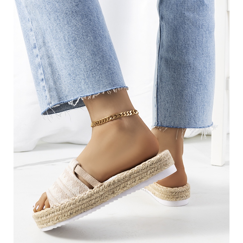 Béžové pantofle na platformě Ana béžový 1