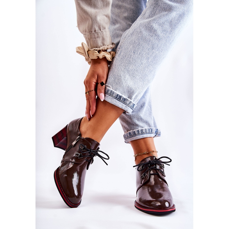 S.Barski Boty na zip, hnědá a červená Laurosa hnědý červené 2