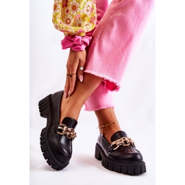 PS1 Kožené Boty S Ozdobným černým Karmínovým řetízkem černá 2