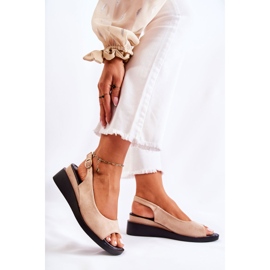 Vinceza Dámské semišové sandály s přezkou Béžová Camille béžový 4