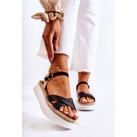 FL1 Dámské pletené sandály na černé platformě Selea černá 1