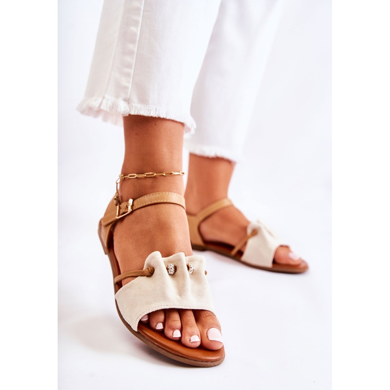 PE1 Elegantní semišové sandály s béžovými flitry Vitoria hnědý 1 PE1 Elegantní semišové sandály s béžovými flitry Vitoria hnědý 1