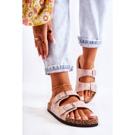 PE1 Dámské pantofle na korku s přezkami Rose Gold Vivio růžový 2