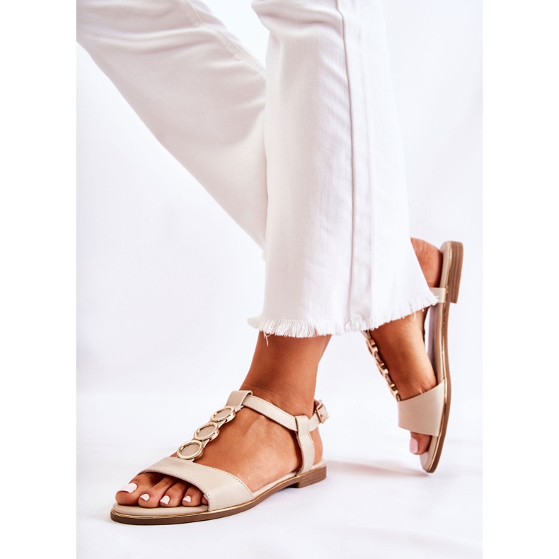 PE1 Dámské klasické sandály s ozdobným páskem Béžová Terina béžový 2