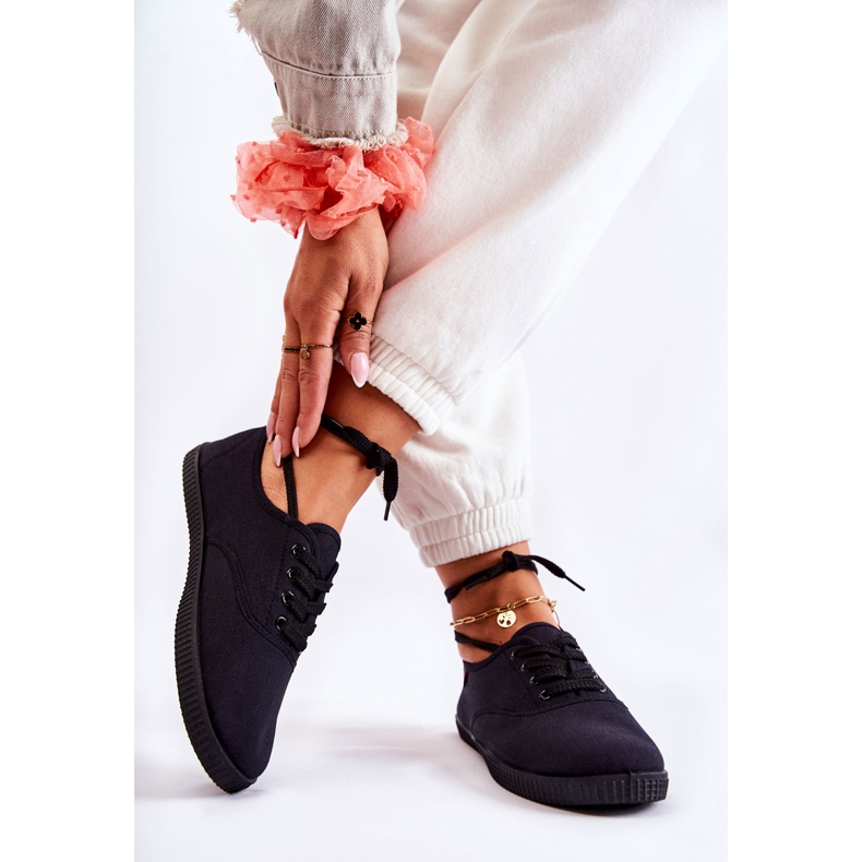 PE1 Dámské klasické tenisky zavázané černé Dellis černá 2