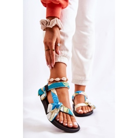 PM1 Dámské sandály se zeleným suchým zipem Caprisa bílý 1