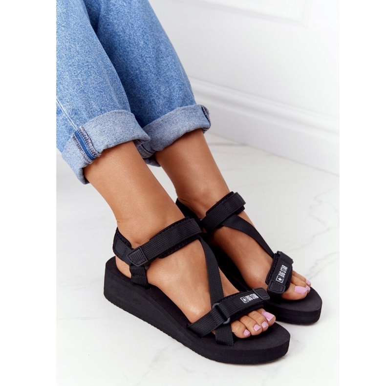 Dámské pěnové sandály na klínu Big Star FF274A349 Black černá 5 Dámské pěnové sandály na klínu Big Star FF274A349 Black černá 5