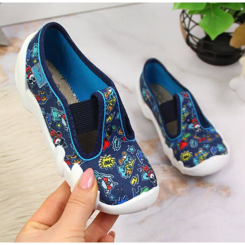 Přezůvky do školky na gumičkách, tmavě modrá Jr. Befado námořnická modrá 1