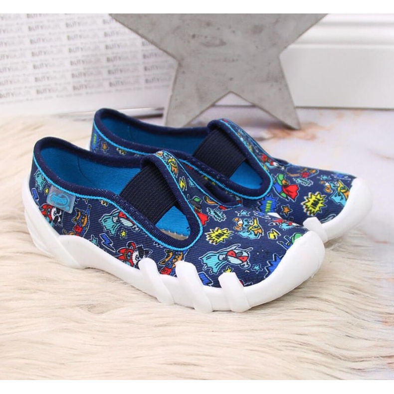 Přezůvky do školky na gumičkách, tmavě modrá Jr. Befado námořnická modrá 2