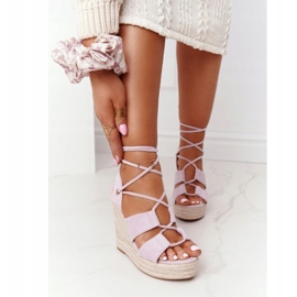 MSMG Svázané klínové sandály Violet Mallorca fialový 2