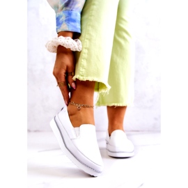 Dámské Kožené Sneakers Slip-On S.Barski White bílý 1