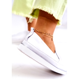 Dámské Kožené Sneakers Slip-On S.Barski White bílý 4