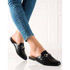 SHELOVET Černé pantofle mokasíny černý 1